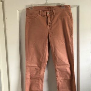 J Brand peach colored stretch jeans
